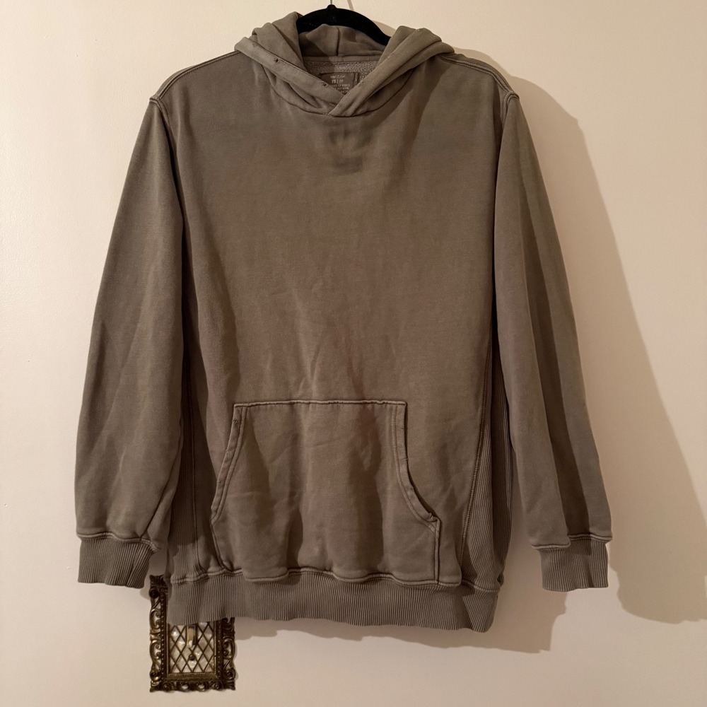 Aerie Oversized Distressed Hoodie Sweatshirt Olive Green Wash Size XS